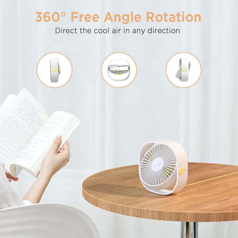 EasyAcc USB Small Desk Fan, Slumber Pod Fan [360°Rotatable Head &Powerful ] 3 Speeds Portable Personal Table Travel Fan for Sleeping Desk Cruise Ship Dorm Bedroom Office Office (No Battery) - Image 4